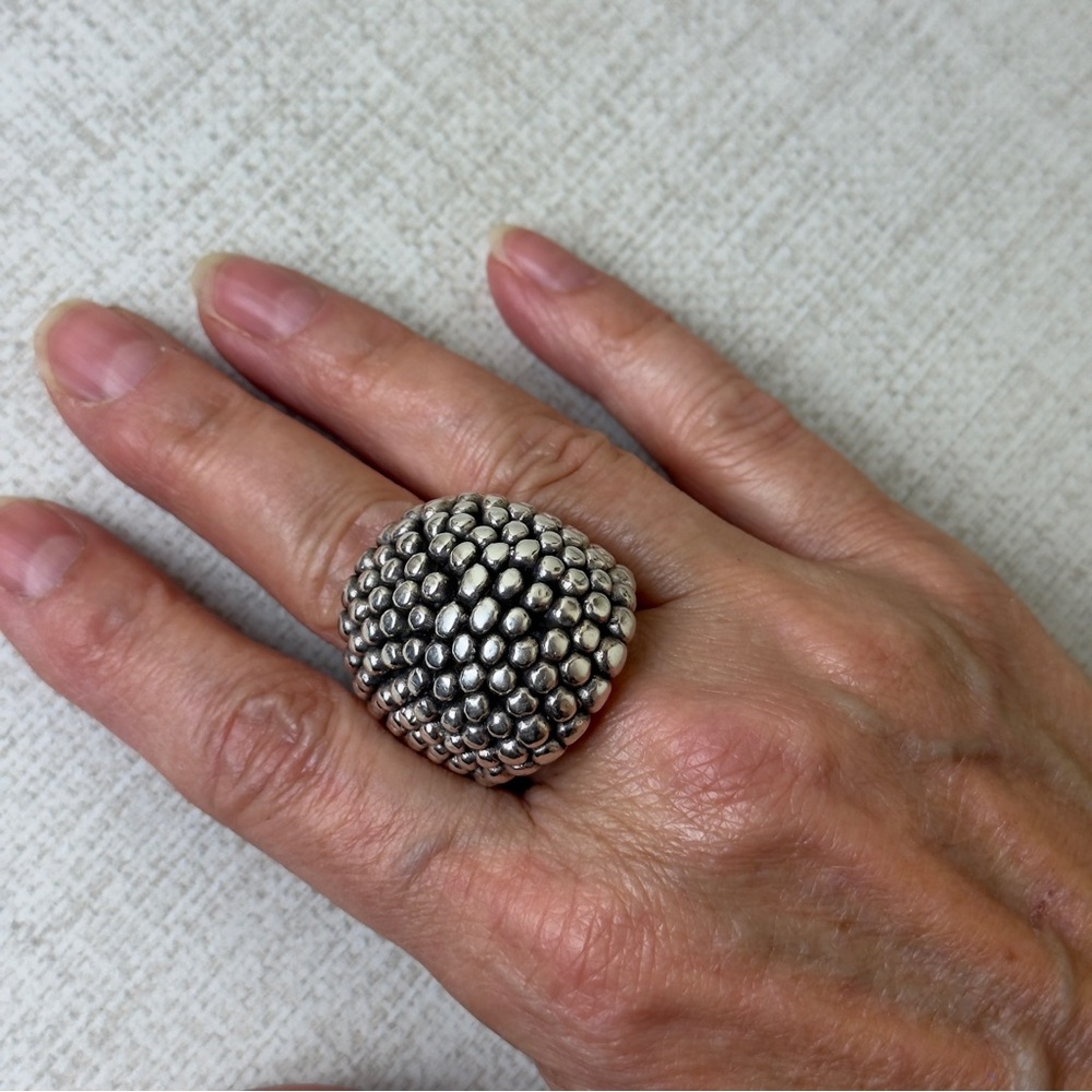 Textured Silver Statement Ring - image 1